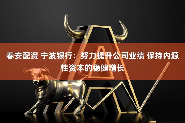 春安配資 寧波銀行：努力提升公司業績 保持內源性資本的穩健增長
